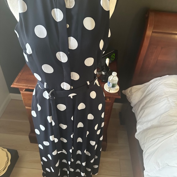 Banana Republic Navy and White Polka Dot Midi Dress - Size 4 - Picture 3 of 5
